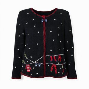 Coldwater Creek Womens Zip Front Long Sleeve Ugly Christmas Sweater Size 1X